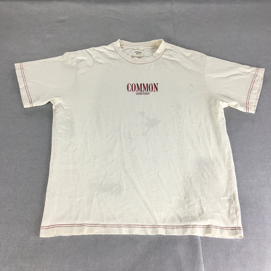 Common Need Mens T-Shirt Size XL White Red Embroidered Logo Crew Neck