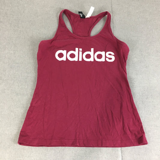 Adidas Womens Tank Top Size S Purple Big Logo Sleeveless Shirt