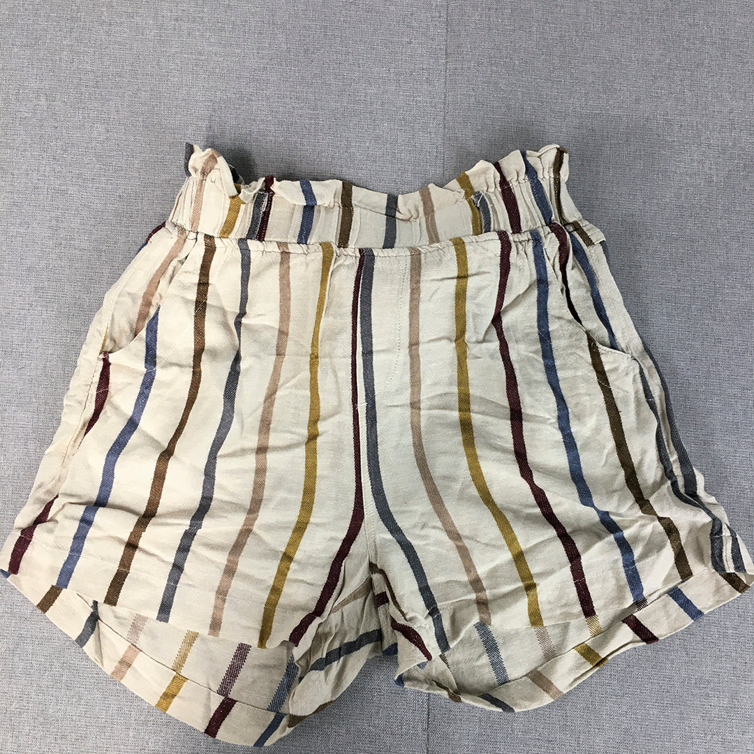 Thread And Supply Womens Linen Shorts Size XS Cream Beige Striped Bermuda