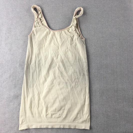 Country Road Womens Tank Top Size S Cream Beige Stretch Fabric Sleeveless Shirt