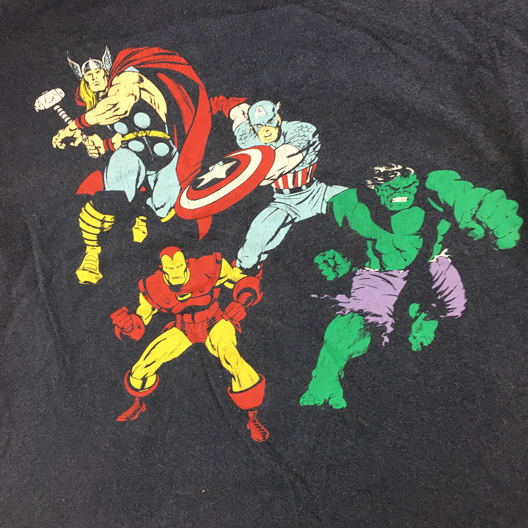 Marvel Avengers Kids Boys T-Shirt Size 7 Navy Blue Iron Man Thor Hulk