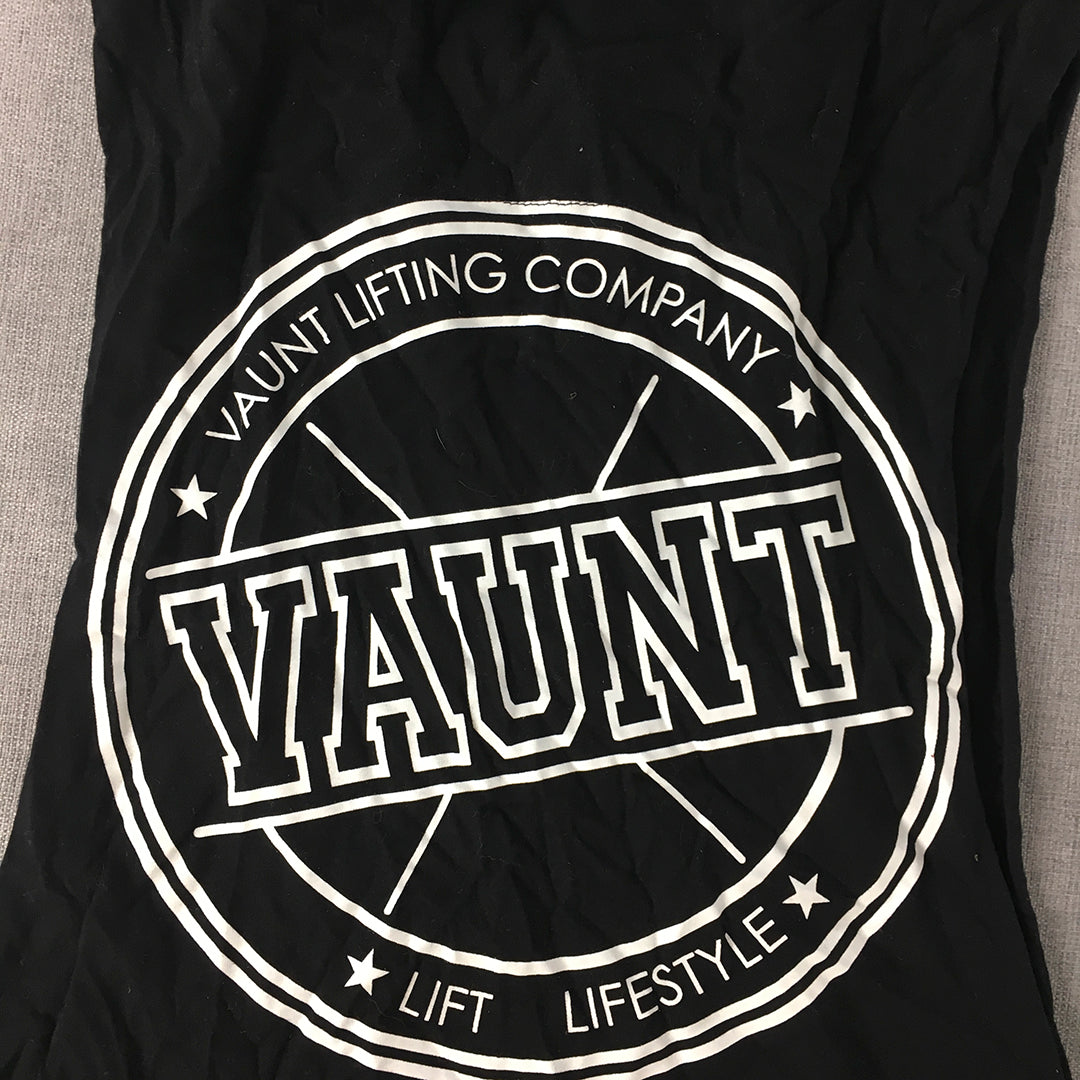 Vaunt Womens Tank Top Size S Black Logo Sleeveless Shirt