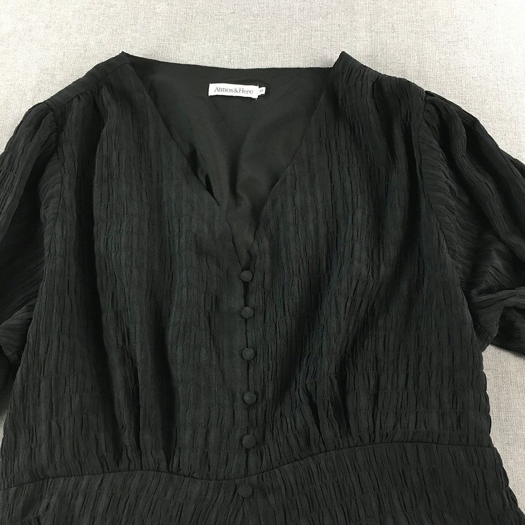 Atmos & Here Womens A-Line Dress Size 20 Black Long Sleeve Midi