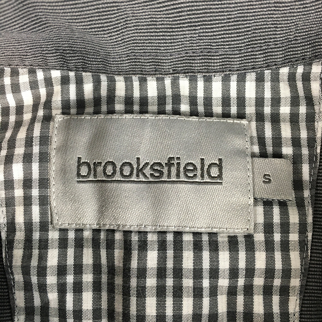 Brooksfield Mens Shirt Size S Grey Short Sleeve Button-Up Collared