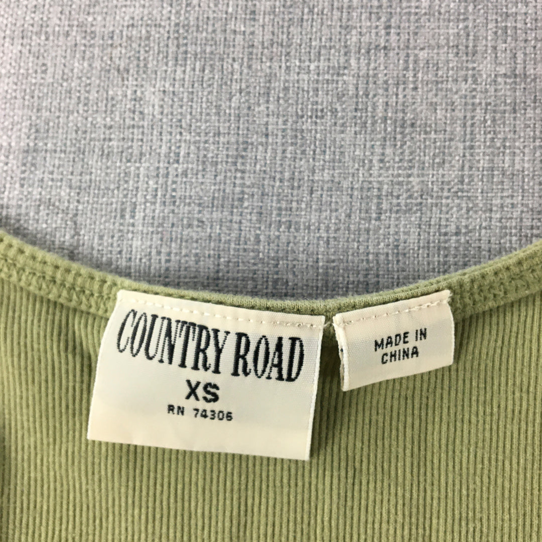 Vintage Country Road Womens Tank Top Size XS Khaki Green Scoop Neck Shirt