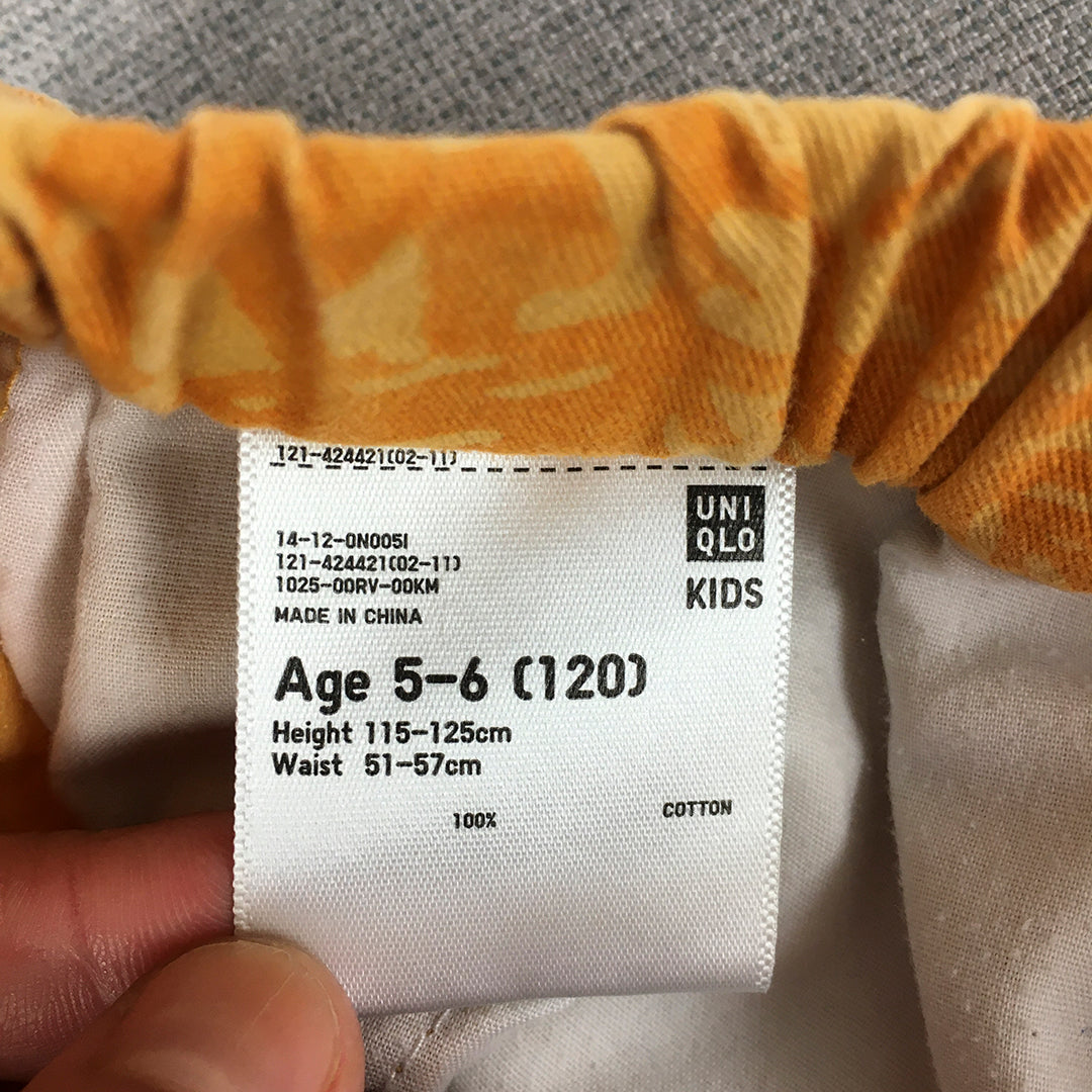 Uniqlo Kids Boys Shorts Size 5 - 6 Years Yellow Orange Hawaiian Pockets