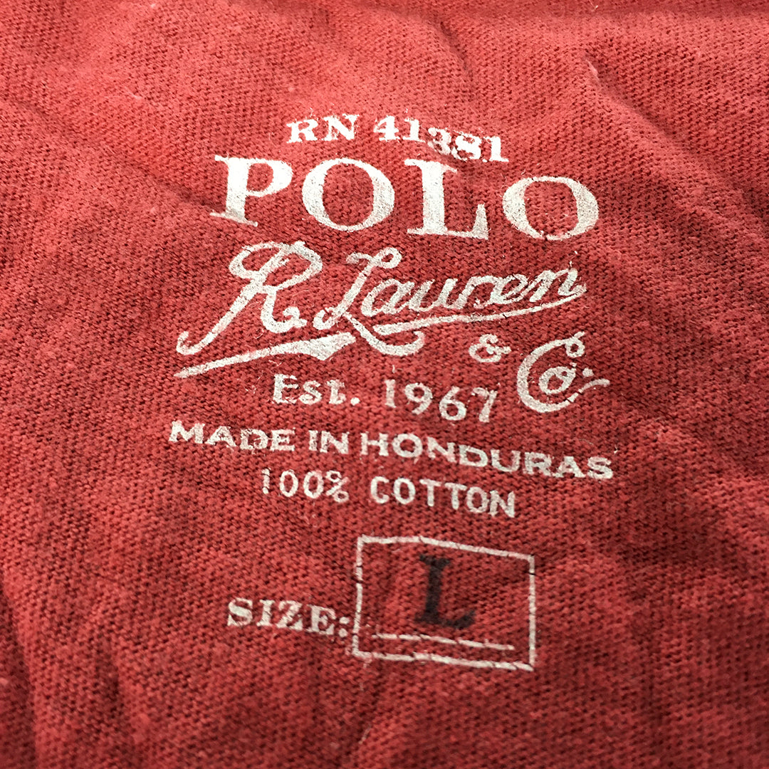 Polo Ralph Lauren Mens T-Shirt Size L Red Big Logo Short Sleeve Crew Neck Tee