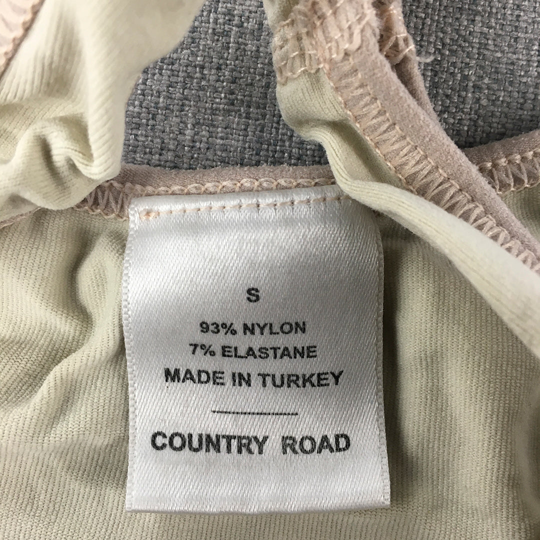 Country Road Womens Tank Top Size S Cream Beige Stretch Fabric Sleeveless Shirt