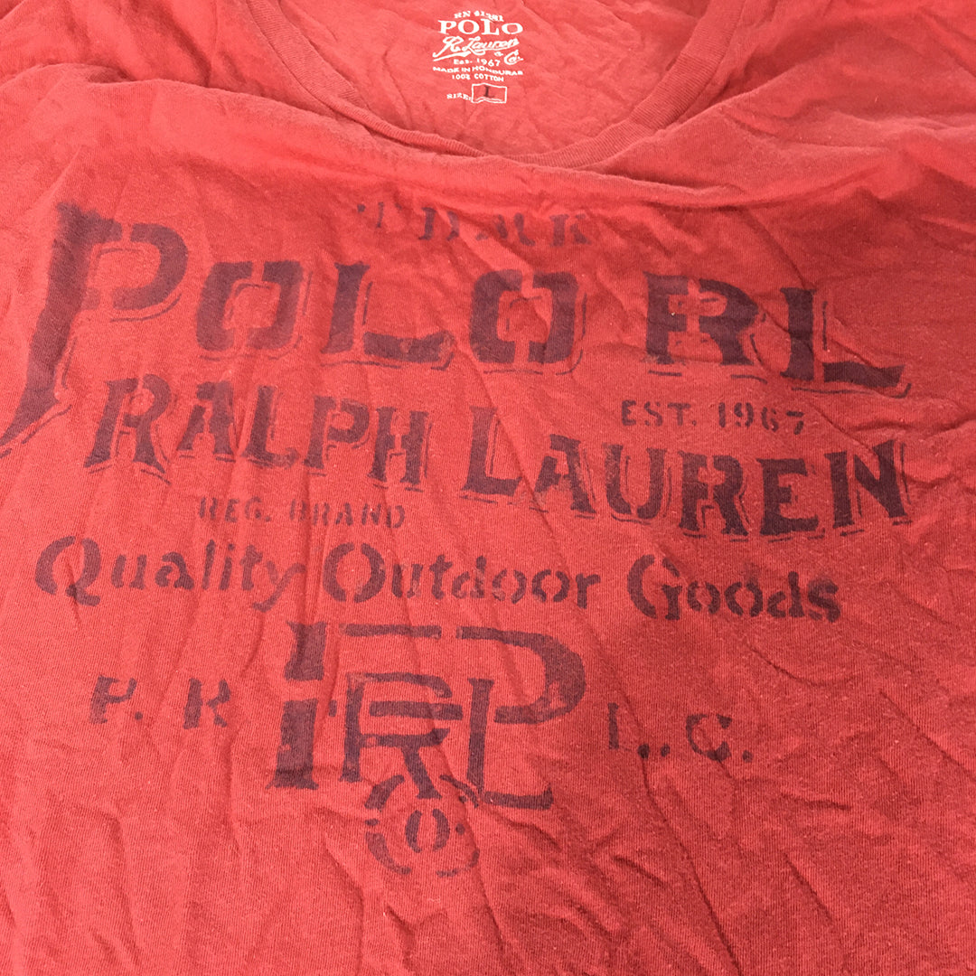 Polo Ralph Lauren Mens T-Shirt Size L Red Big Logo Short Sleeve Crew Neck Tee