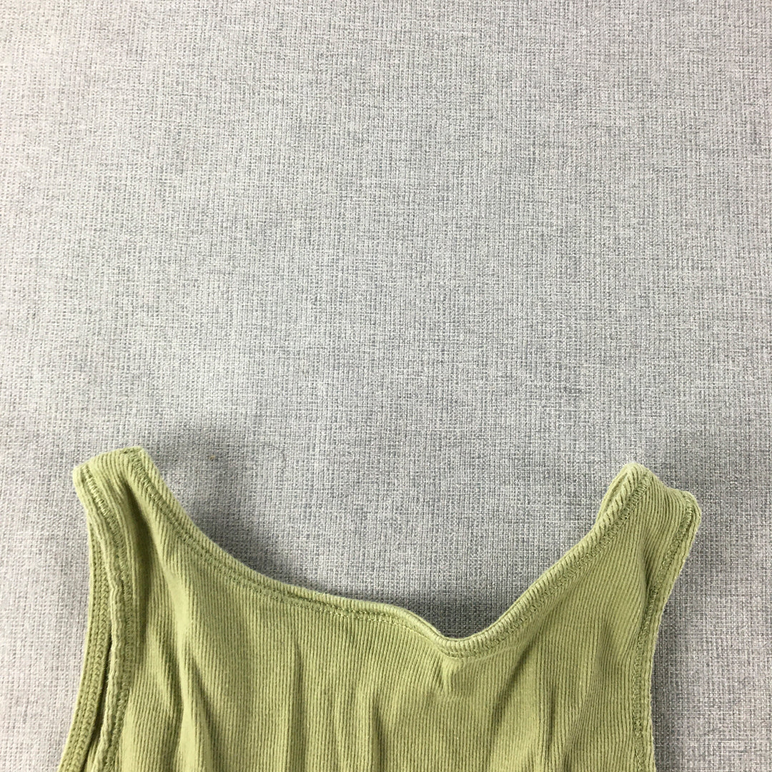 Vintage Country Road Womens Tank Top Size XS Khaki Green Scoop Neck Shirt