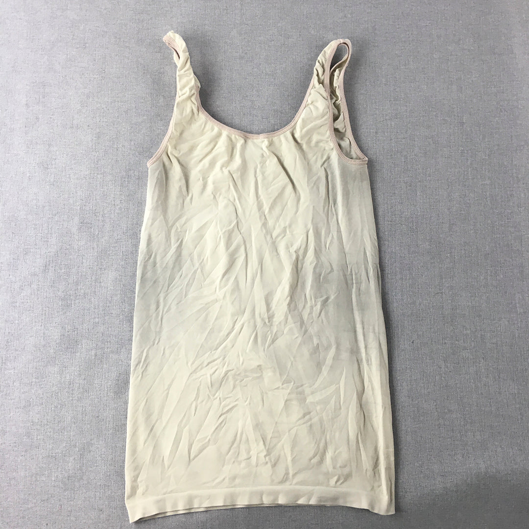 Country Road Womens Tank Top Size S Cream Beige Stretch Fabric Sleeveless Shirt