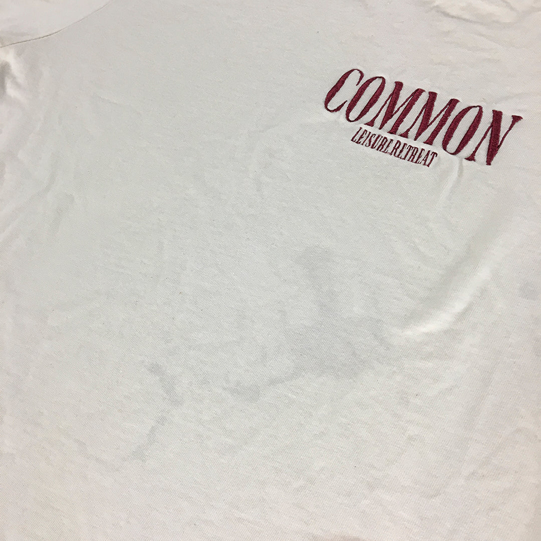 Common Need Mens T-Shirt Size XL White Red Embroidered Logo Crew Neck