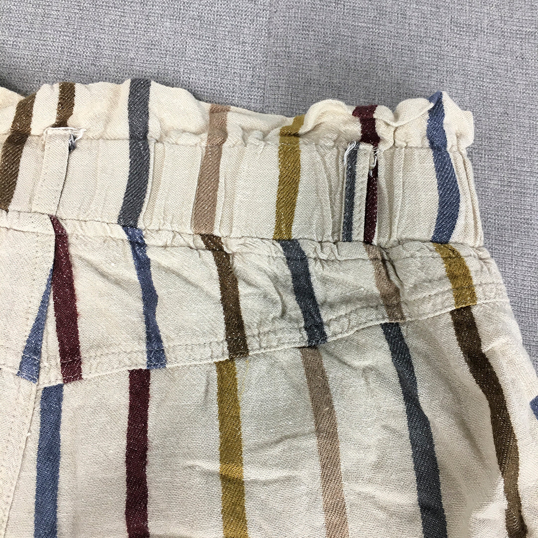 Thread And Supply Womens Linen Shorts Size XS Cream Beige Striped Bermuda