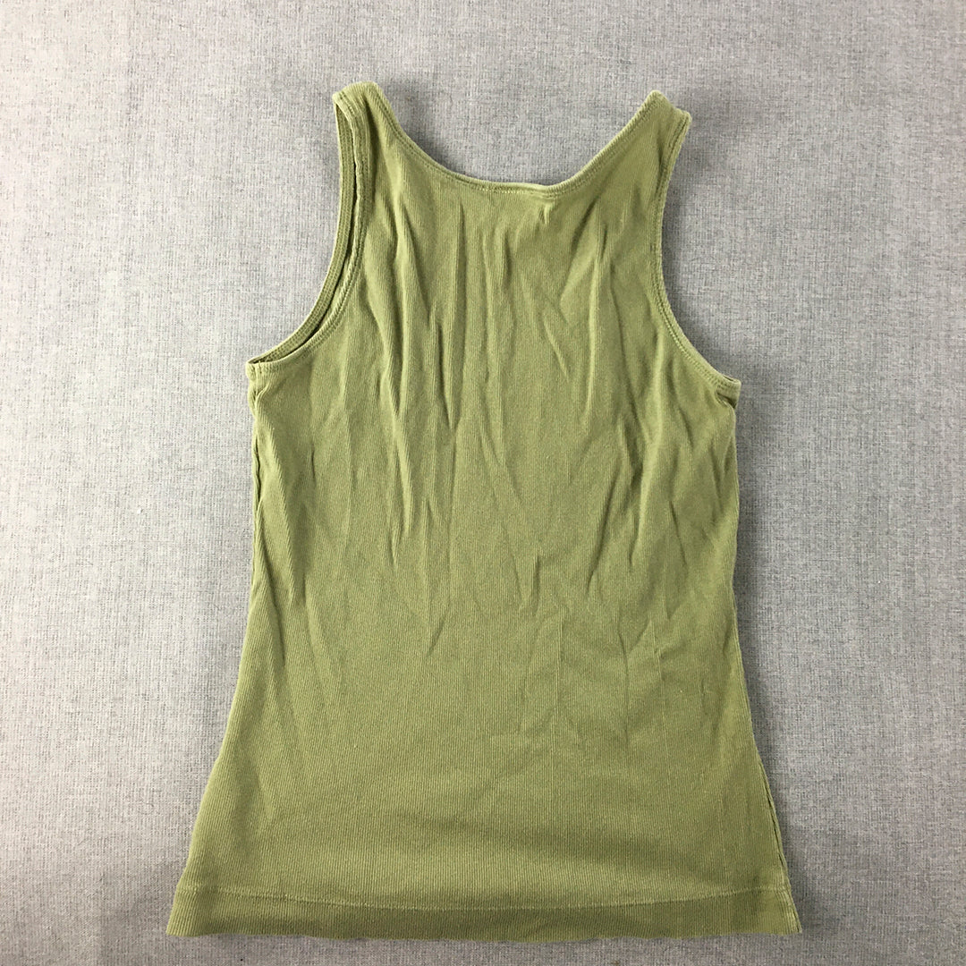 Vintage Country Road Womens Tank Top Size XS Khaki Green Scoop Neck Shirt