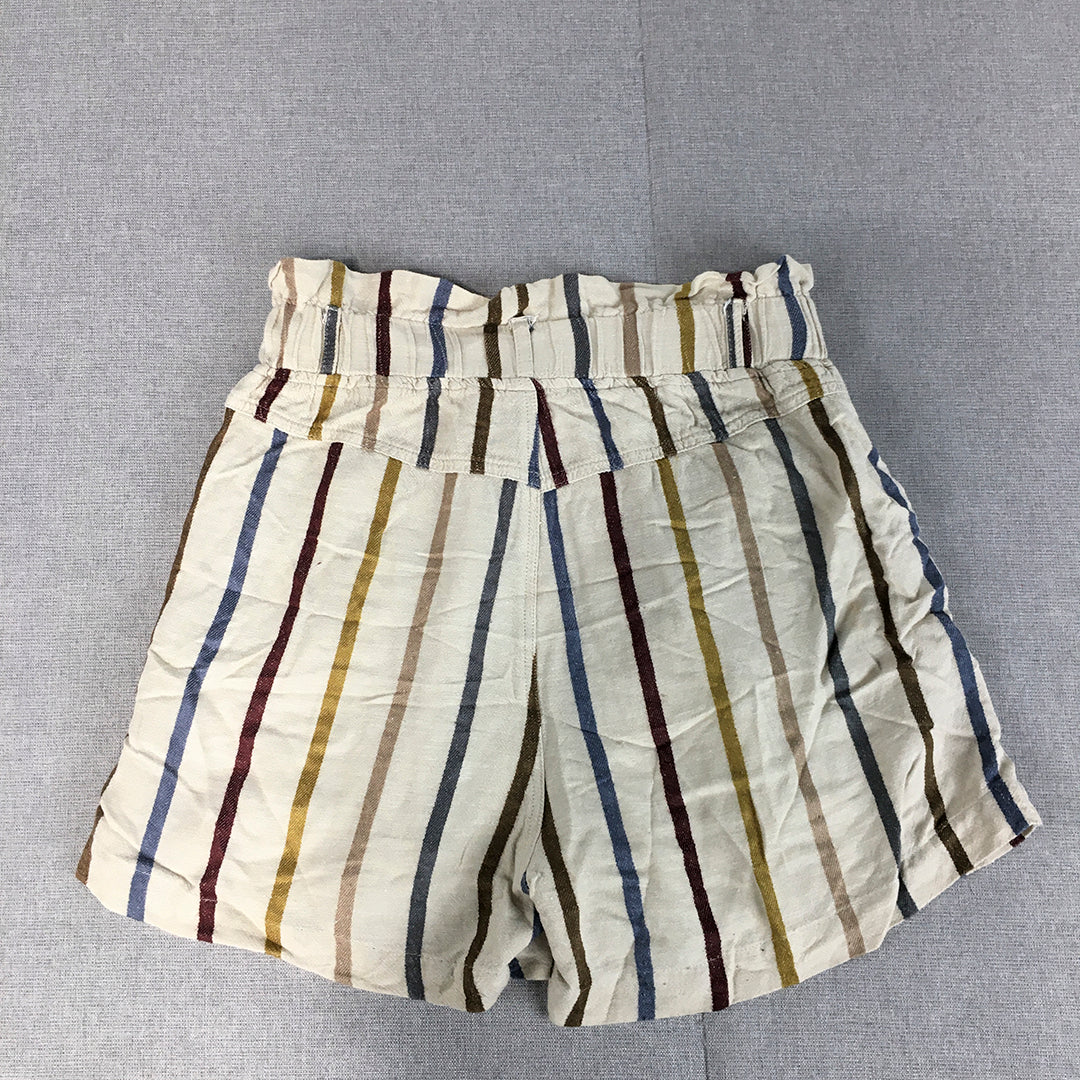 Thread And Supply Womens Linen Shorts Size XS Cream Beige Striped Bermuda