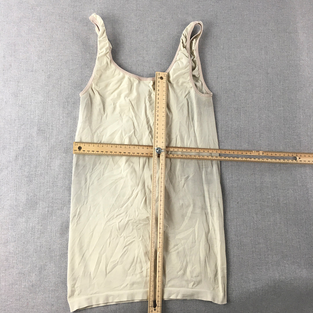 Country Road Womens Tank Top Size S Cream Beige Stretch Fabric Sleeveless Shirt