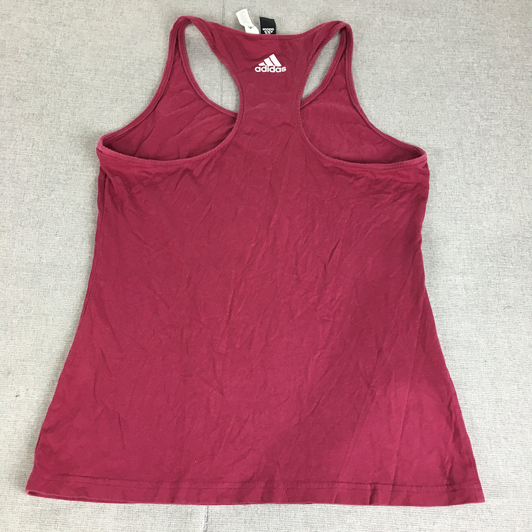 Adidas Womens Tank Top Size S Purple Big Logo Sleeveless Shirt