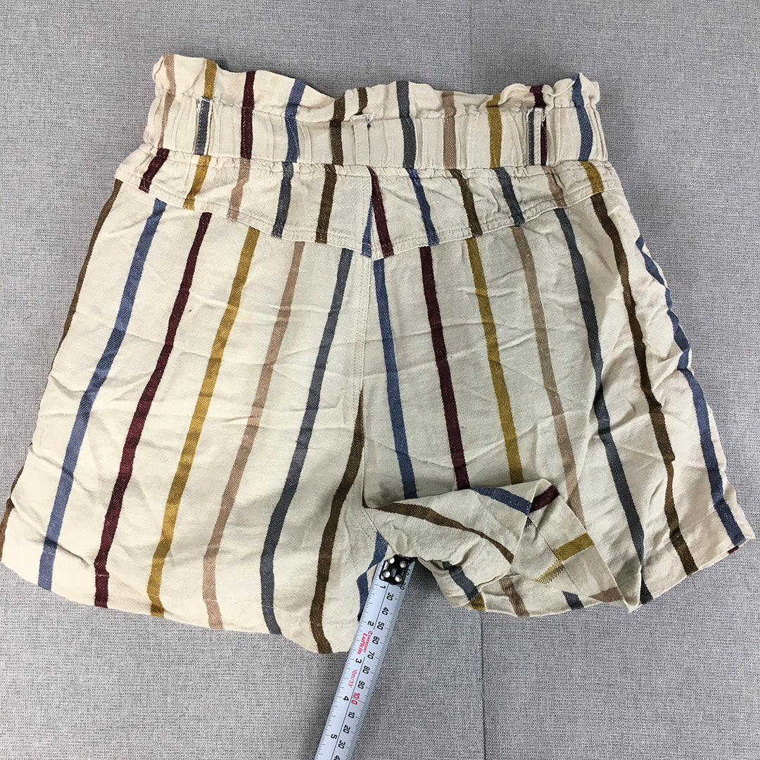 Thread And Supply Womens Linen Shorts Size XS Cream Beige Striped Bermuda