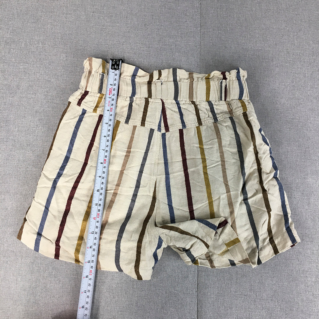 Thread And Supply Womens Linen Shorts Size XS Cream Beige Striped Bermuda