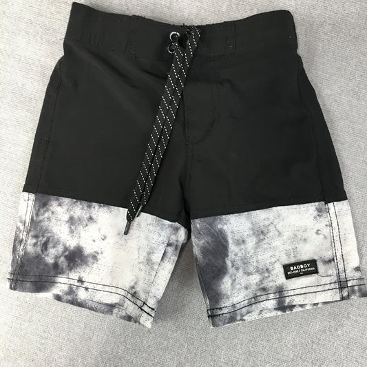 Bad Boy Kids Boys Board Shorts Size 4 Black Drawstring Surf Swim Boardies