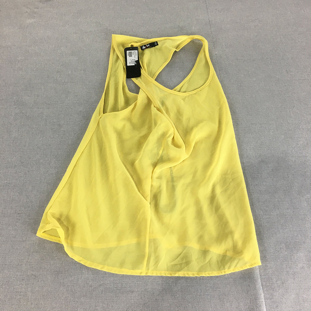 NEW Chicabooti Womens Top Size 8 Yellow Sleeveless Shirt