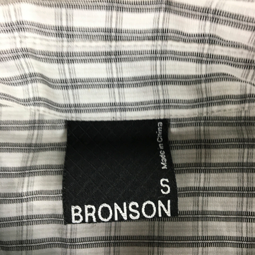 Bronson Mens Shirt Size S Grey Checkered Short Sleeve Button-Up