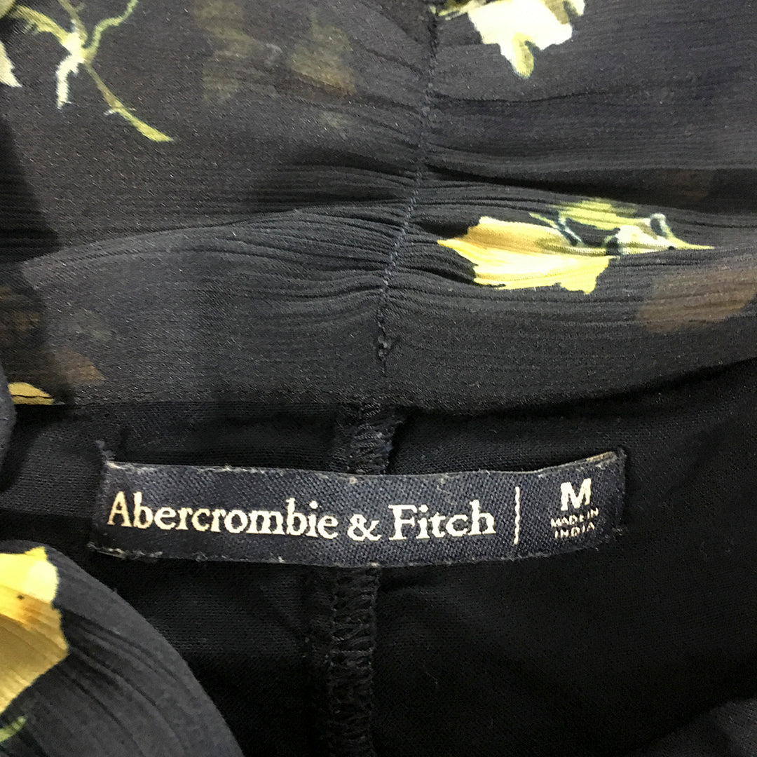 Abercrombie & Fitch Womens Wrap Skirt Size M Navy Blue Floral A-Line