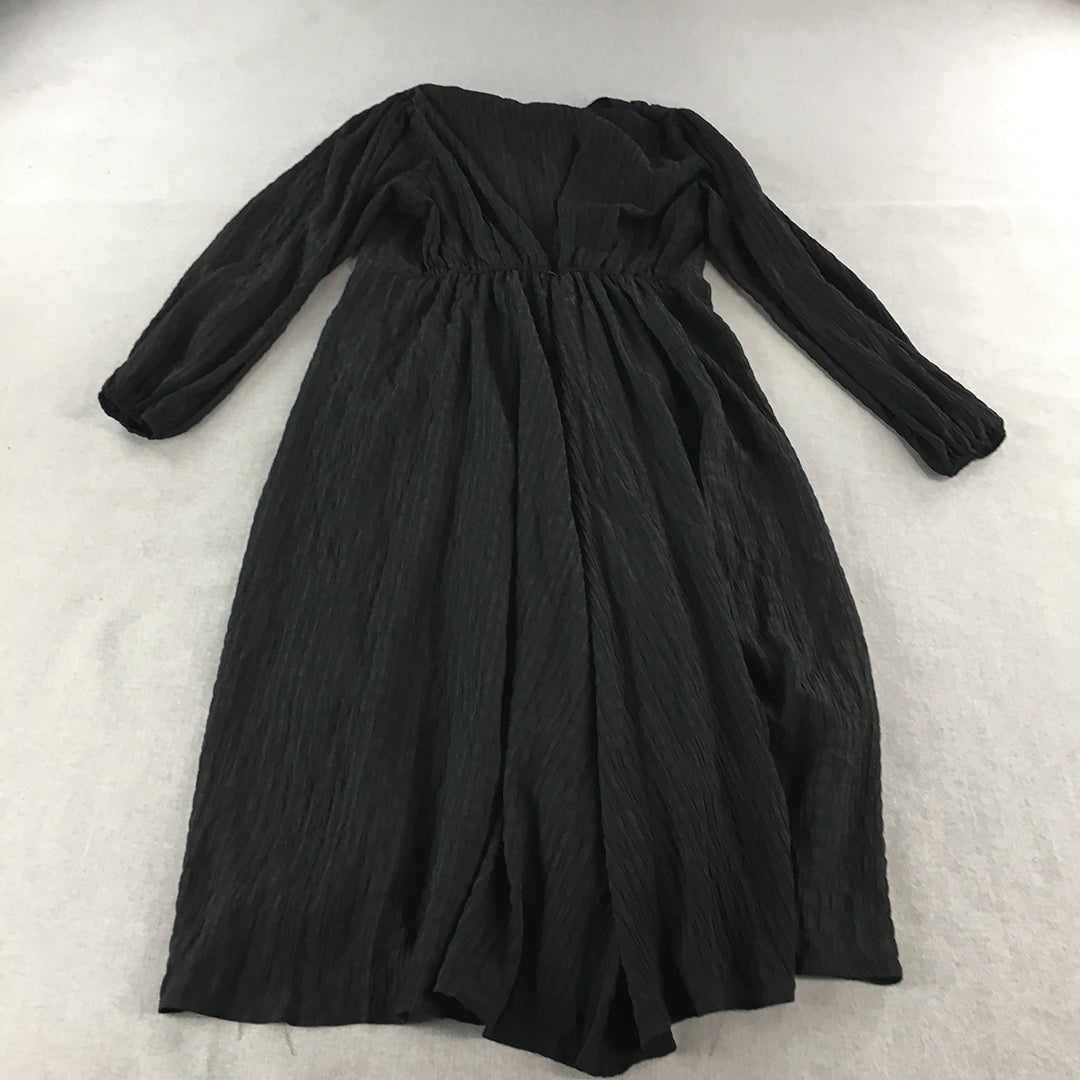 Atmos & Here Womens A-Line Dress Size 20 Black Long Sleeve Midi