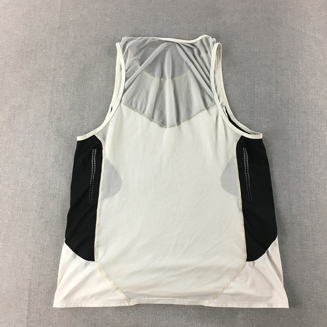 Nike Mens Tank Top Size S White Sleeveless Running Swoosh Logo Shirt