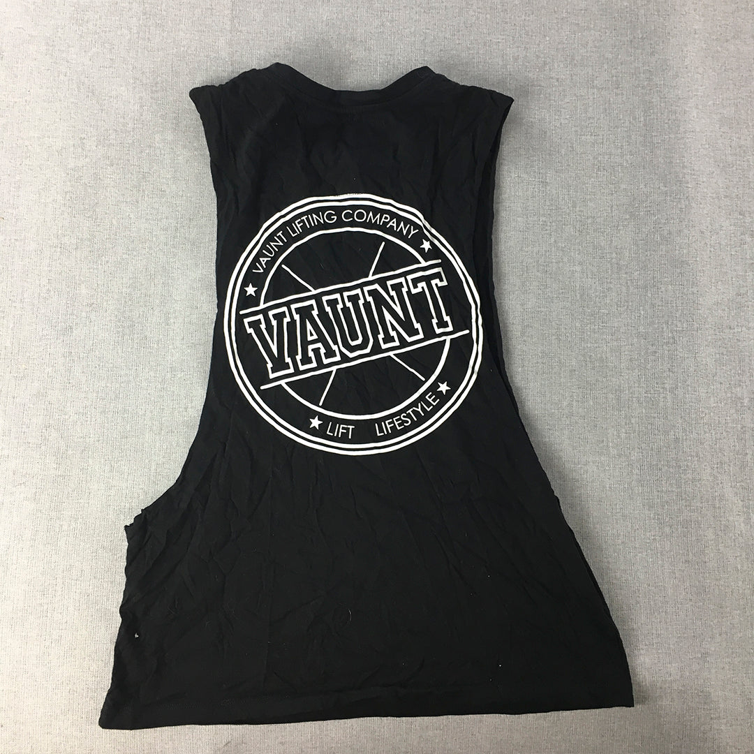 Vaunt Womens Tank Top Size S Black Logo Sleeveless Shirt