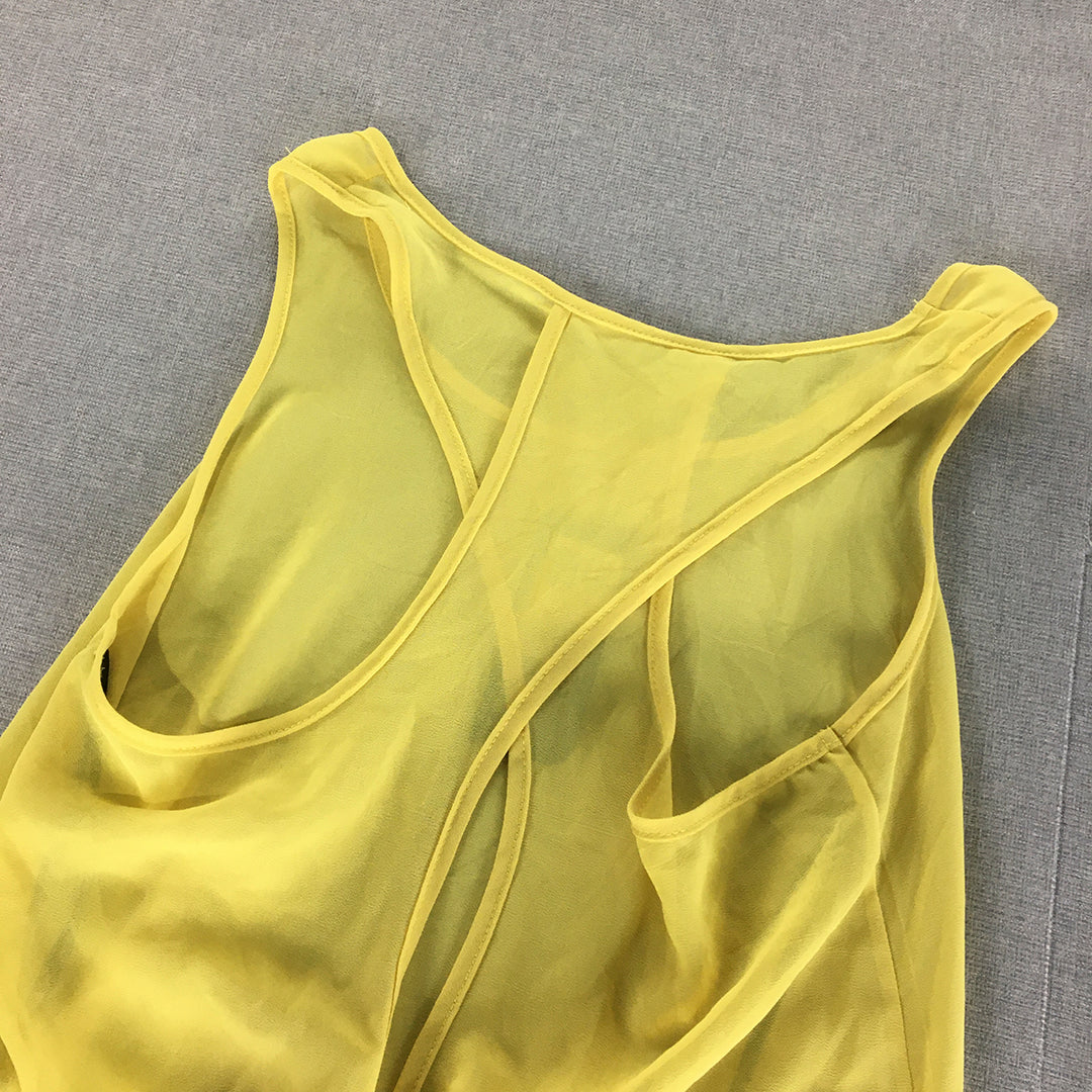 NEW Chicabooti Womens Top Size 8 Yellow Sleeveless Shirt