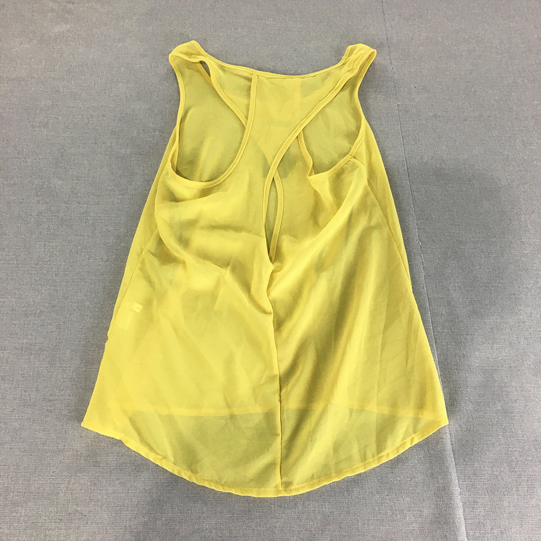 NEW Chicabooti Womens Top Size 8 Yellow Sleeveless Shirt