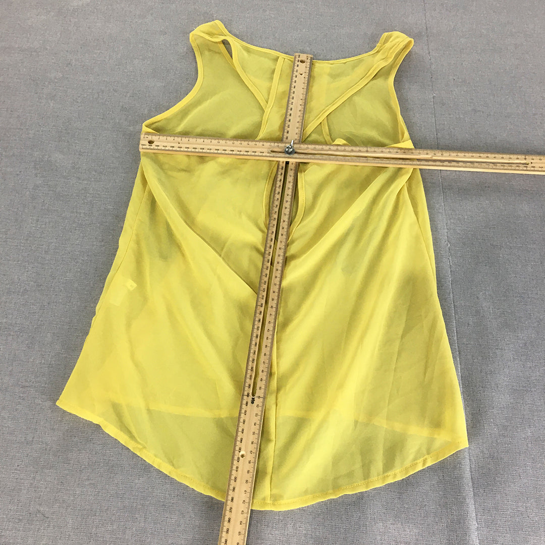 NEW Chicabooti Womens Top Size 8 Yellow Sleeveless Shirt