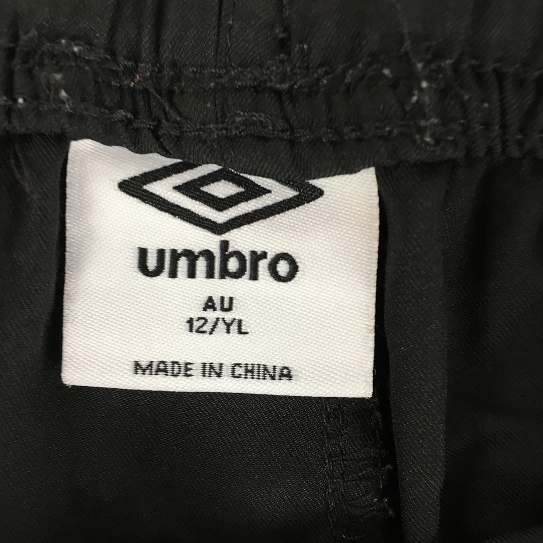 Umbro Kids Boys Shorts Size 12 Years Black Logo Football Elastic Waist