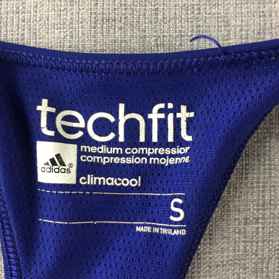 Adidas Techfit Womens Sports Bra Size S Blue Logo Cropped Top