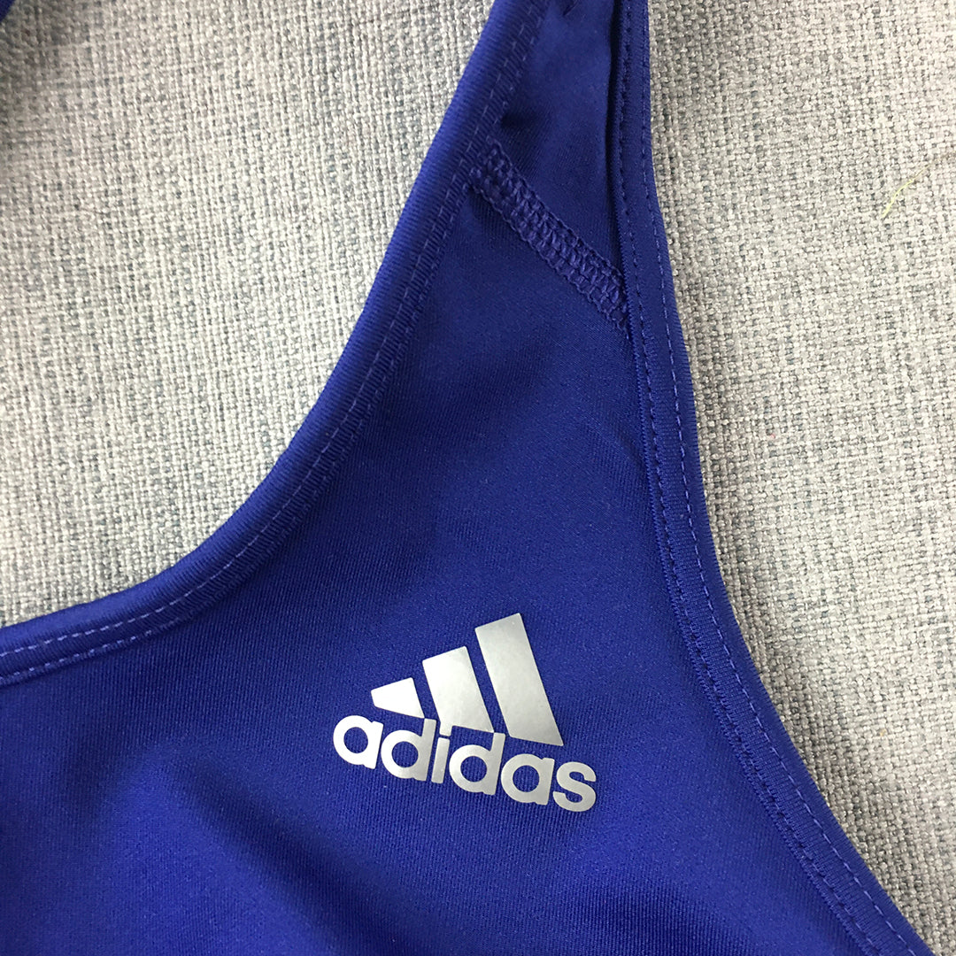 Adidas Techfit Womens Sports Bra Size S Blue Logo Cropped Top