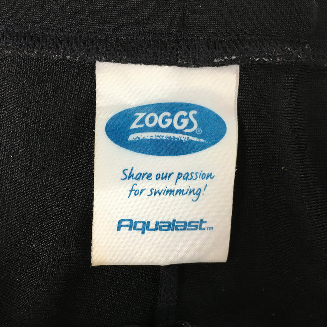 Zoggs Kids Boys Swim Shorts Size 14 Black Logo Stretch Fabric Trunks