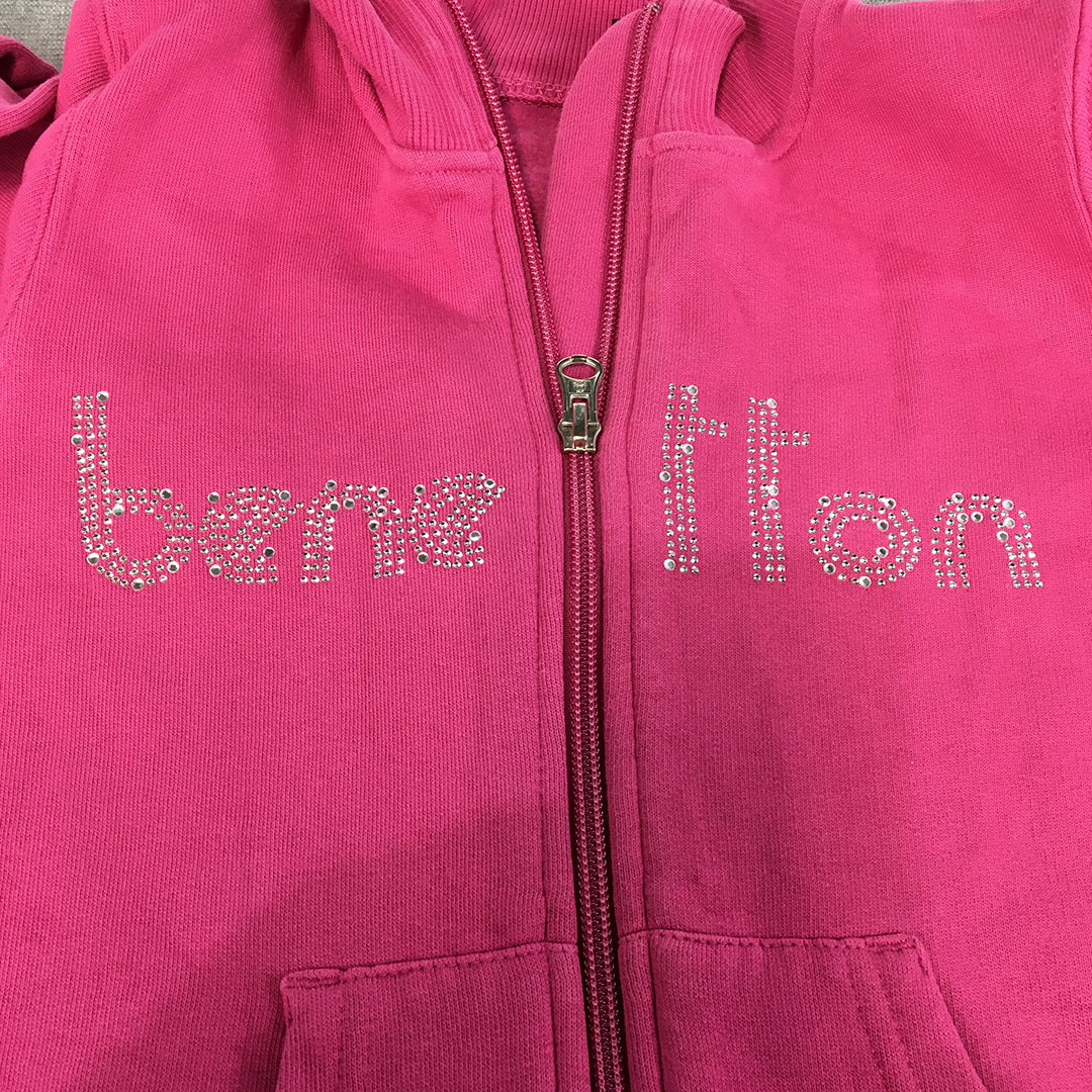 United Colors Of Benetton Girls Jacket Size S (8 - 10 Yrs) Pink Embellished Logo