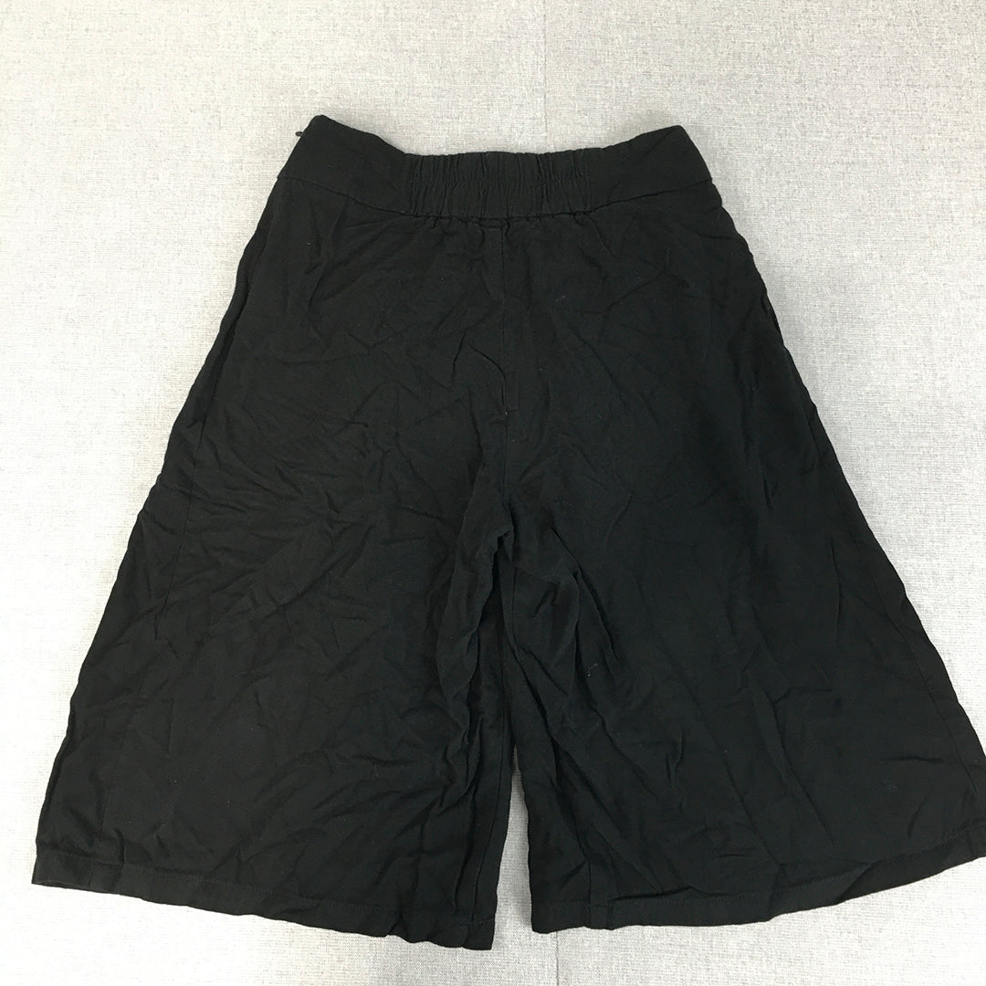 Mango Womens Knee Length Shorts Size 2 US (Small) Black Elastic Waist Pockets