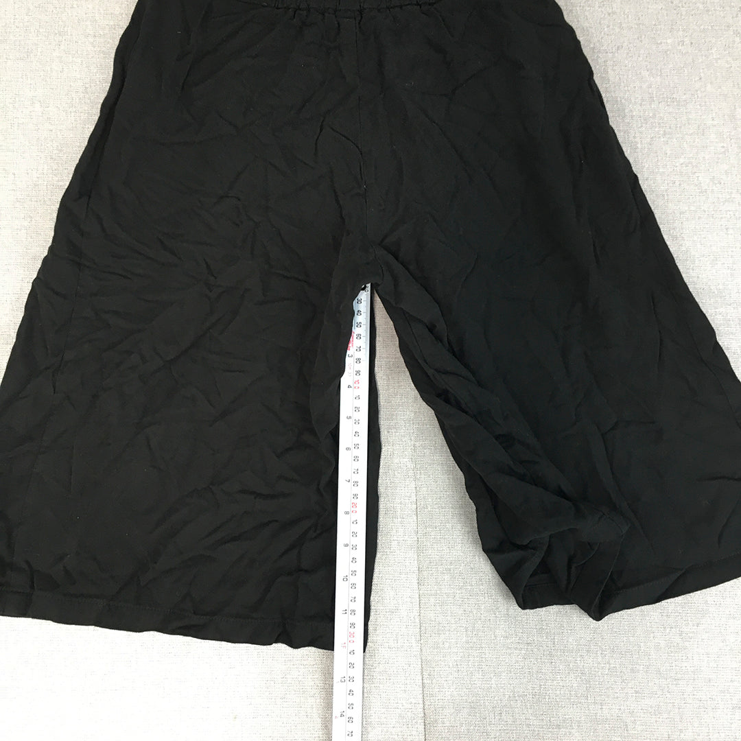 Mango Womens Knee Length Shorts Size 2 US (Small) Black Elastic Waist Pockets