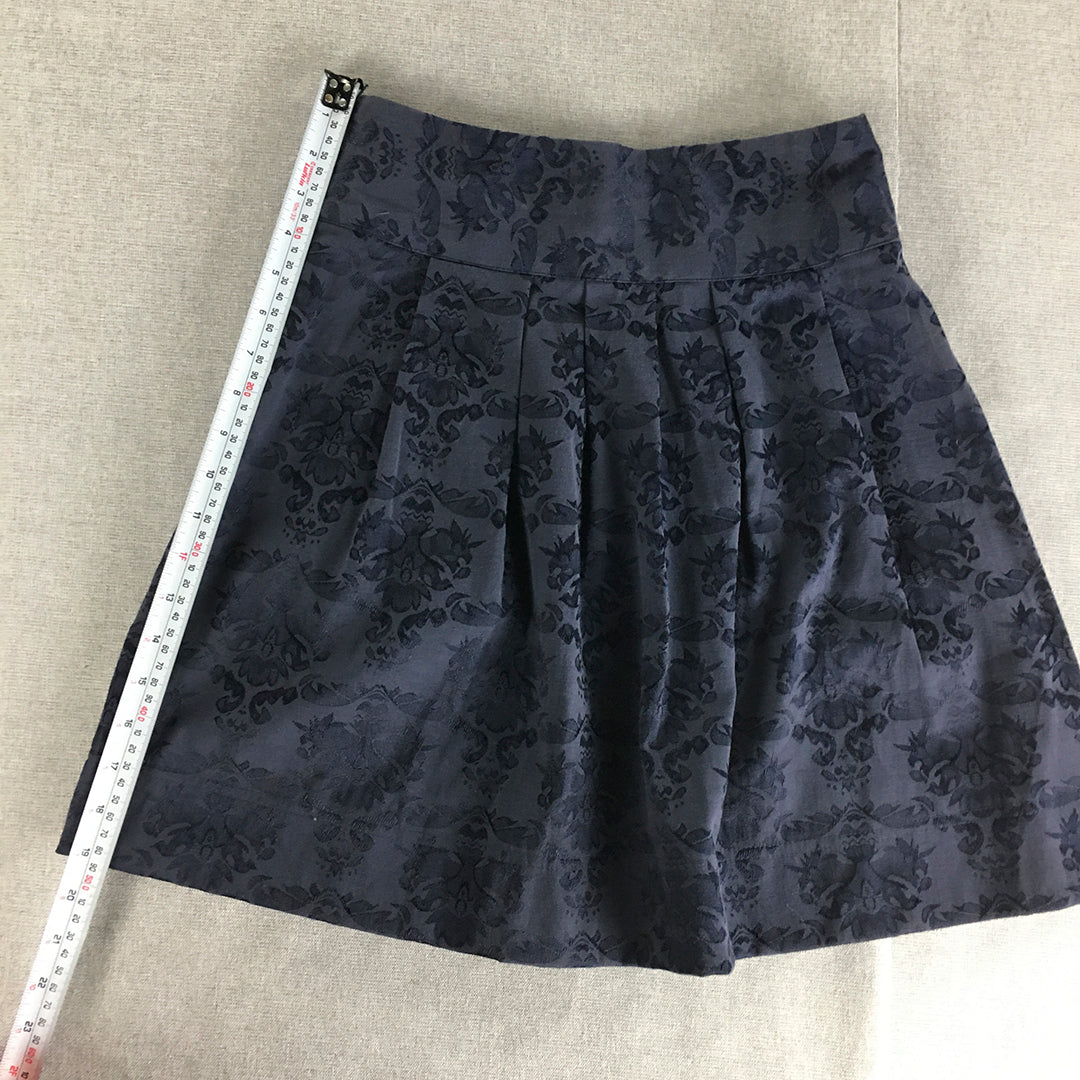 Princess Highway Womens Mini Skirt Size 8 Blue Floral Pleated