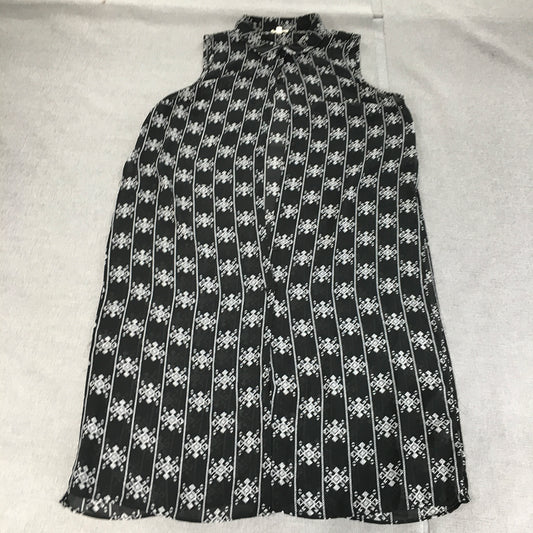 Lily Loves Womens Dress Size 14 Black Dot Pattern Button Up Midi Sleeveless