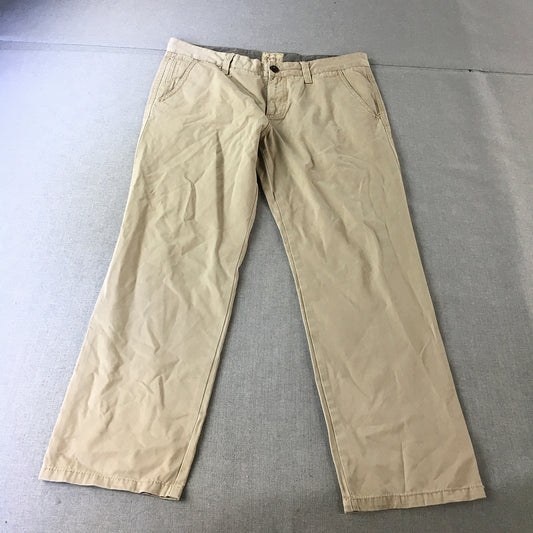 Esprit Mens Chino Pants Size 36 Brown Straight Leg Pockets Casual Trousers