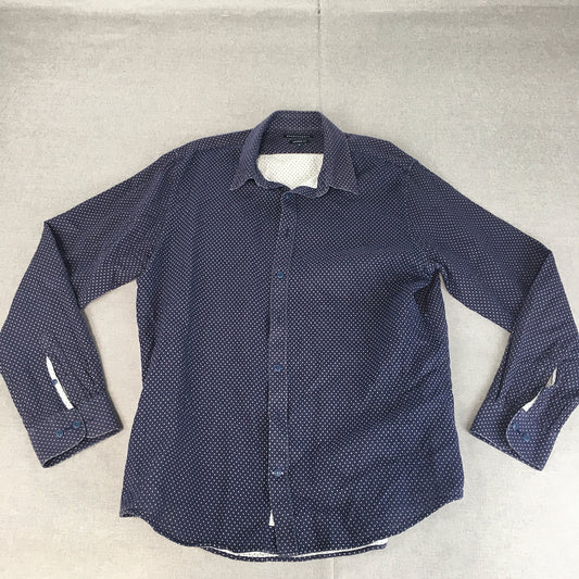 Sportscraft Mens Shirt Size XL Tapered Fit Long Sleeve Button-Up Collared Blue