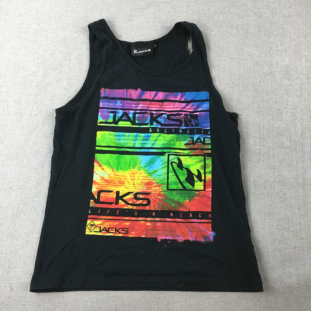 Jacks Mens Tank Top Size S Black Sleeveless Surf Brand Singlet Shirt