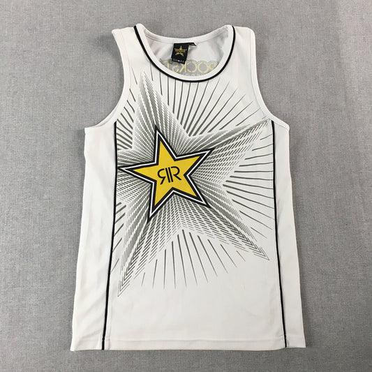 Rockstar Energy Drink Womens Tank Top Size 10 White Logo Sleeveless Shirt