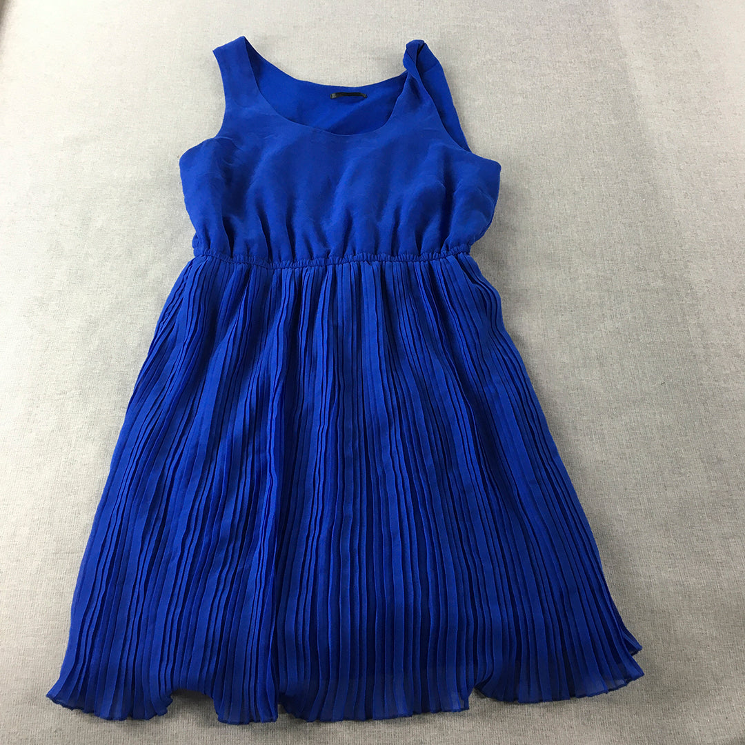 Tokito Womens Mini Dress Size 10 Blue Pleated Sleevelesss A-Line