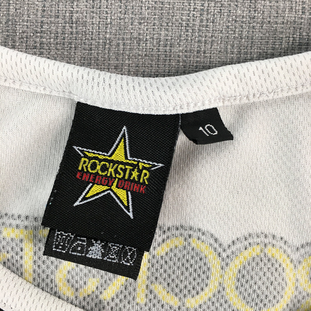 Rockstar Energy Drink Womens Tank Top Size 10 White Logo Sleeveless Shirt