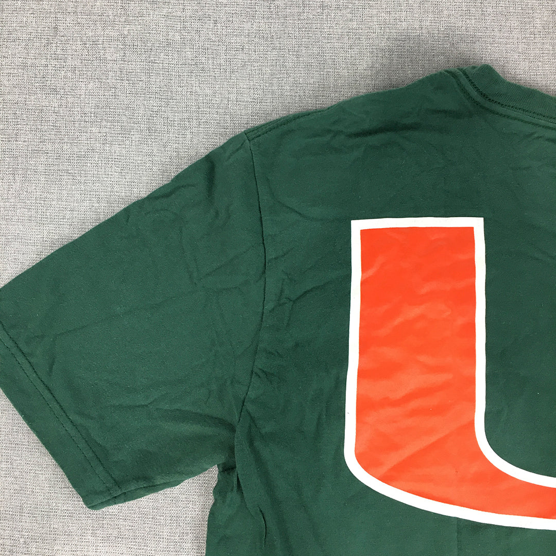 Nike University of Miami Hurricanes football Mens T-Shirt Size M Green Logo Tee