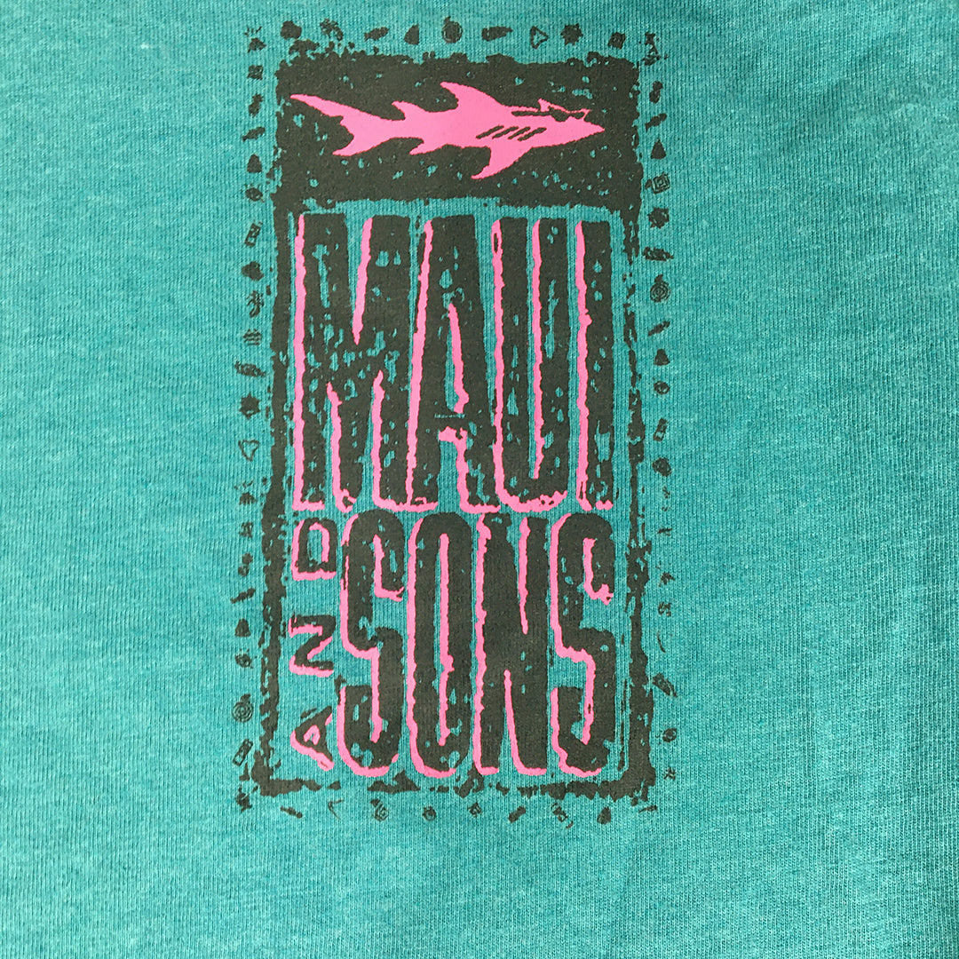 Maui And Sons Mens T-Shirt Size M Blue Logo Surf Brand Short Sleeve Tee